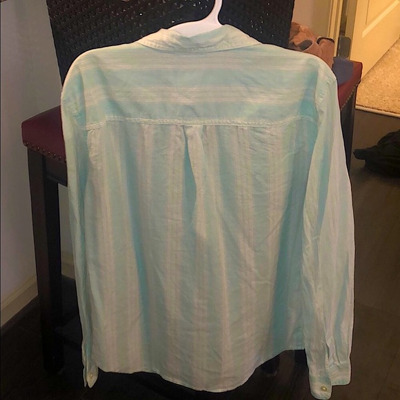 LOFT Blue and White Button Down Shirt - Picture 3 of 5